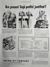 1948 Union Oil company California High Profits Justified Chart Vintage Print Ad