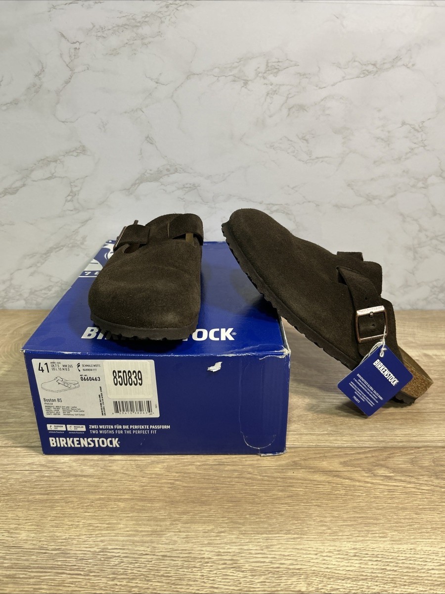 Birkenstock Boston Mocca Suede Leather Women's Soft Footbed