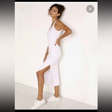 Vitamin A West Maxi Dress in White Sleeveless Ribbed Size Medium