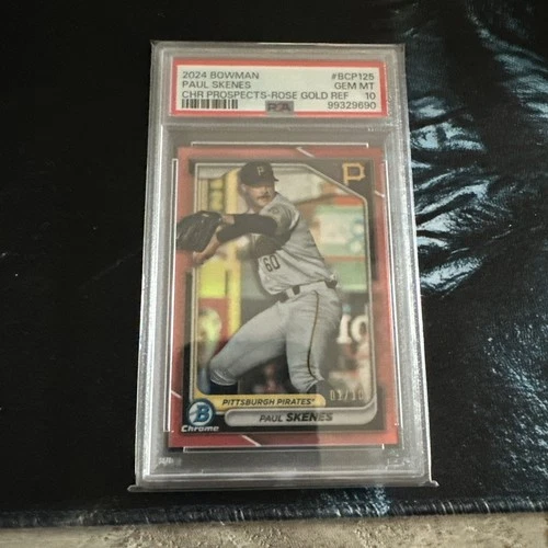 2024 Bowman Paul Skenes Chrome Prospects Rose Gold Refractor #1/10 PSA 10