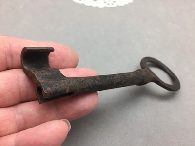 Antique Skeleton Key Gate Jail Prison Penitentiary Key 5 3/8'' Steel Iron Solid