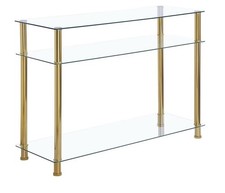 Tempered Glass Console Table with Gold Legs for Living Room Entryway Hallway