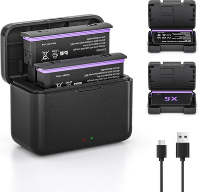 2 Pack 2800mAh Battery and 2-Channel Fast Charger Box for Insta360 X5