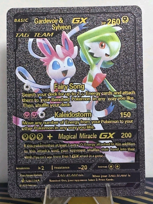Pokémon Gardevoir Sylveon GX Tag Team Black Vinyl Gold Foil Fan