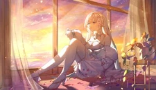 Anime girls una kamra pointy ears looking away long hair playmat gaming mat