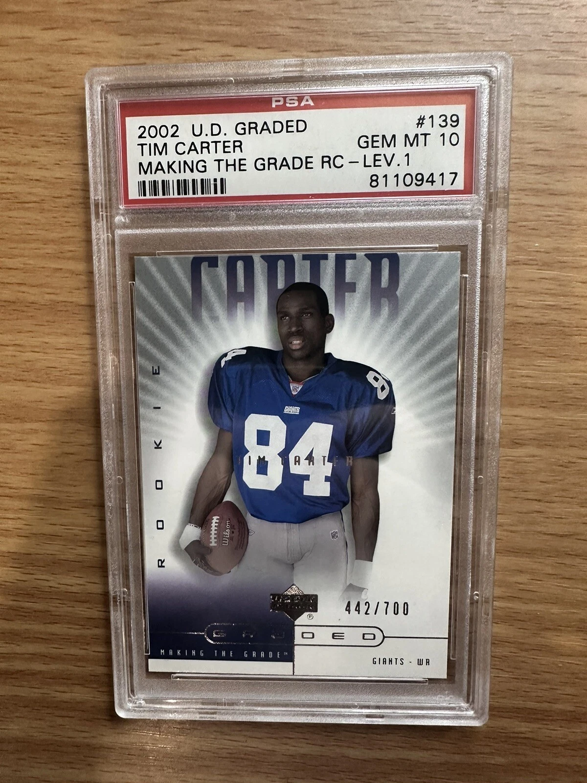 Tim Carter Upper Deck Graded #139 Making the Grade RC-Lev.1