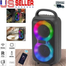 2500W Dual 3" Bluetooth Speaker Portable Bass TWS USB FM TF Party Sound LED