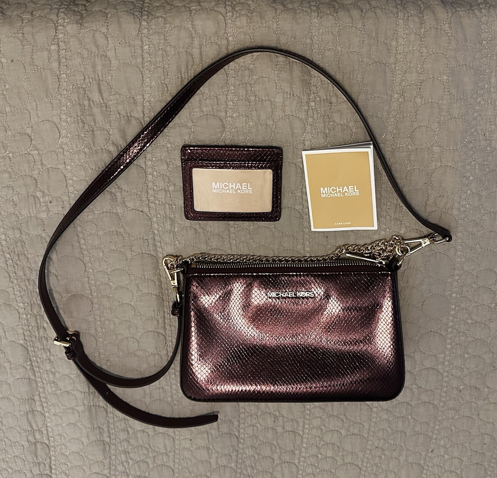 🔥NEW MICHAEL KORS Small Leather Crossbody Oxblood Purse Handbag with Wallet