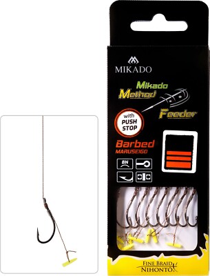 8 x Method Feeder Hair Rig Haken Pellets PUSH STOP Karpfen Vorfach EXTRA SCHARF.
