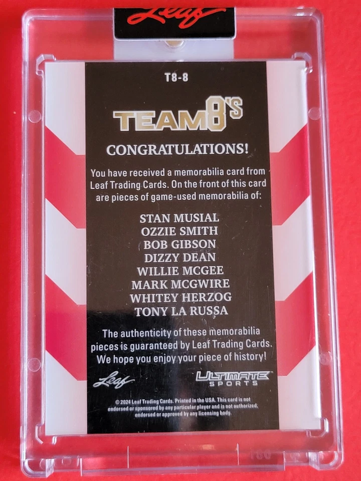 TARJETA JERSEY STAN MUSIAL #d3/4 Ozzie Smith DIZZY DEAN BOB GIBSON MARK MCGWIRE BAT Foto 3 de 3