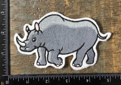 Vintage RHINOCEROS Rhino Animal Wildlife Embroidered Sew-On Patch
