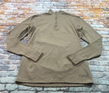 XGO Shirt Adult Small Beige Pullover 1/2 Zip Long Sleeve Fleece Military Mens