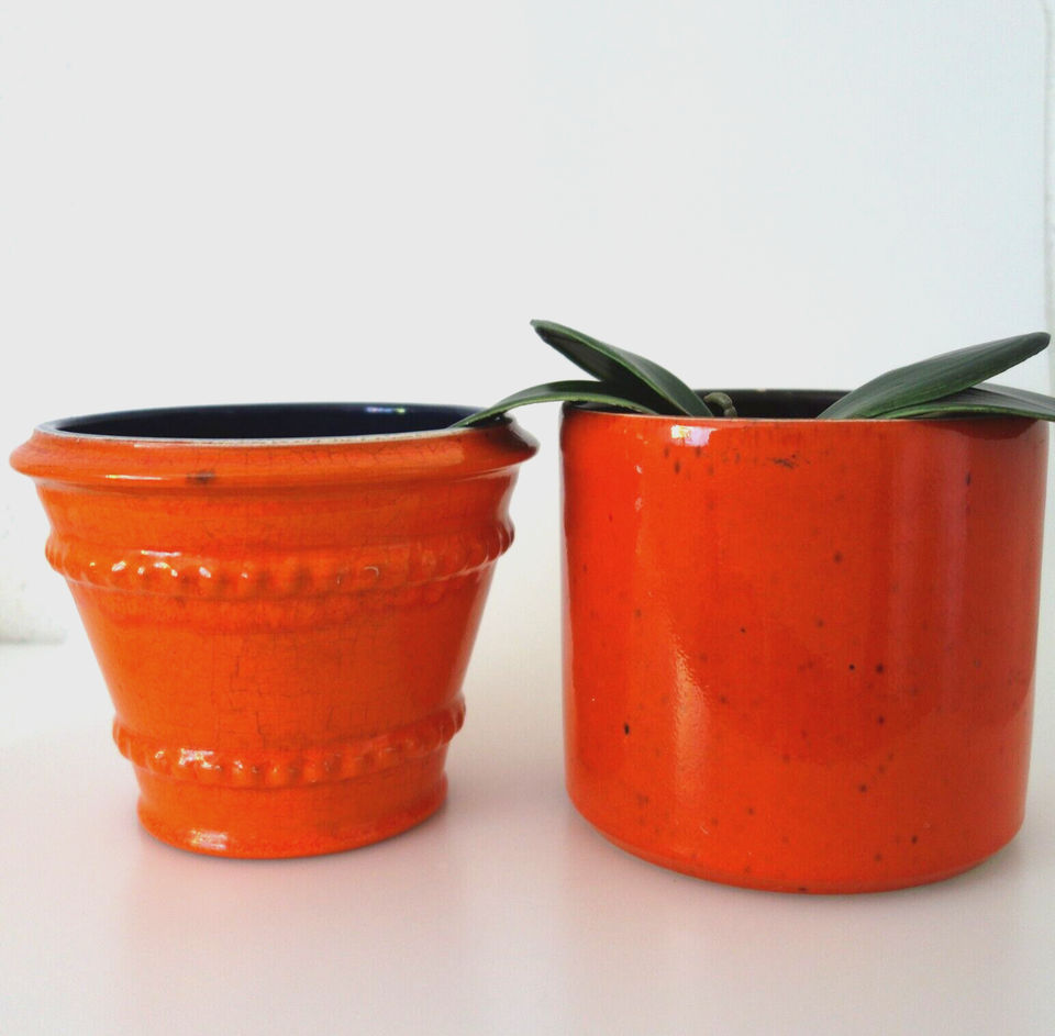 2x-blumentopf-bertopf-keramik-planter-orange-space-age-70er-vintage