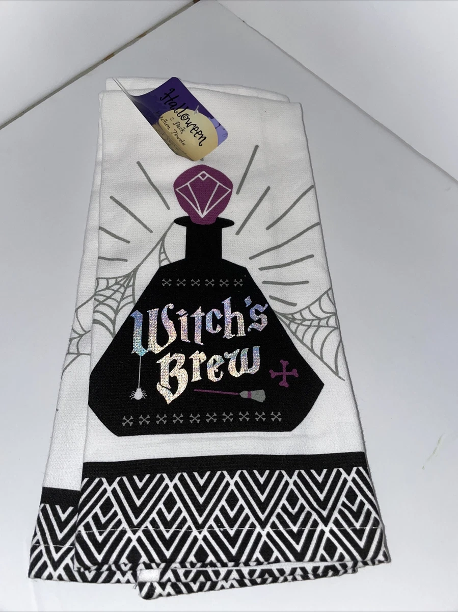 Witches Brew Iridescent Kitchen Hand Towels Halloween Gothic Spooky 2 pack