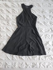 Express Dress short black Dress LBD, Size 0 High Neck Criss Cross, Chiffon  