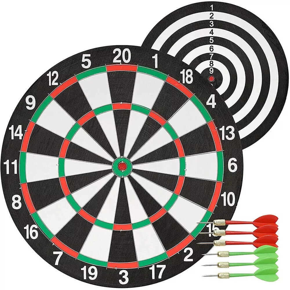 17'' Dart Board Dartboard Set Sports Game Sisal Bristle with 6 Steeltip  Darts