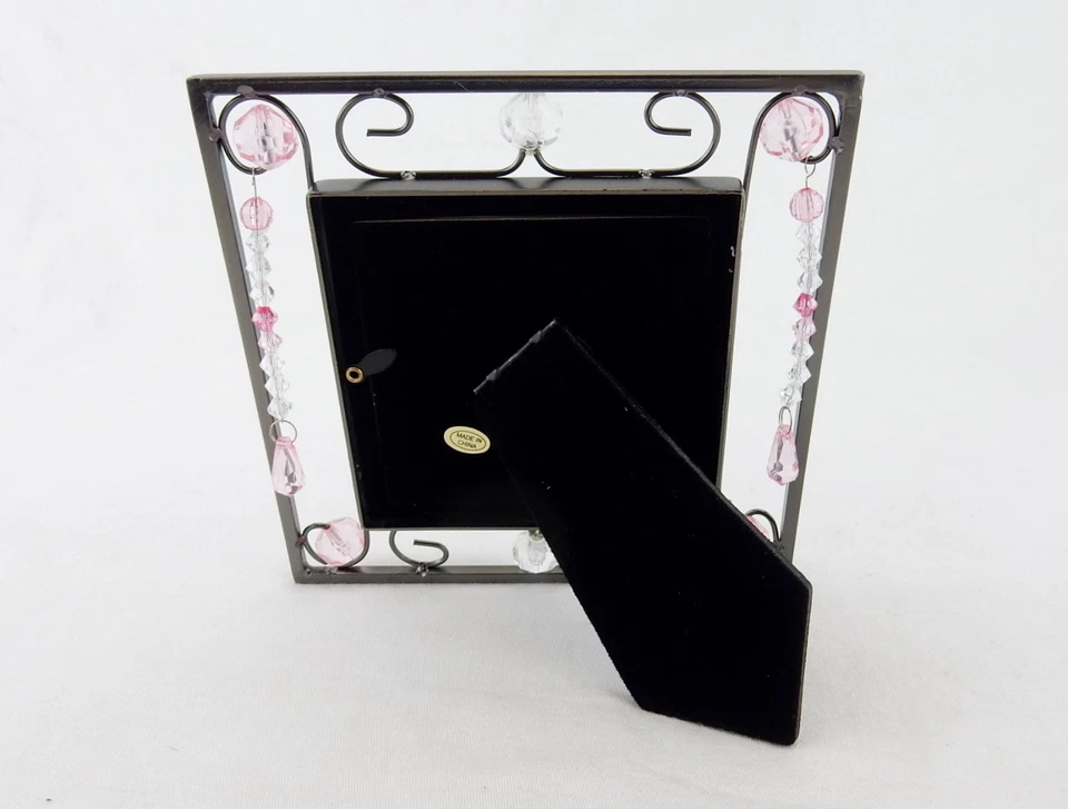 Moldura, metal, arame e miçangas, janela para fotos 3x3, coleção Cassiani #7524 - Imagem 4 de 4