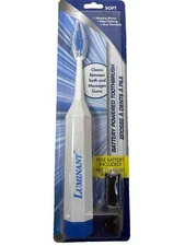 Luminant Battery Powered Toothbrush SOFT Vibrating Massages Gums NOS Sealed