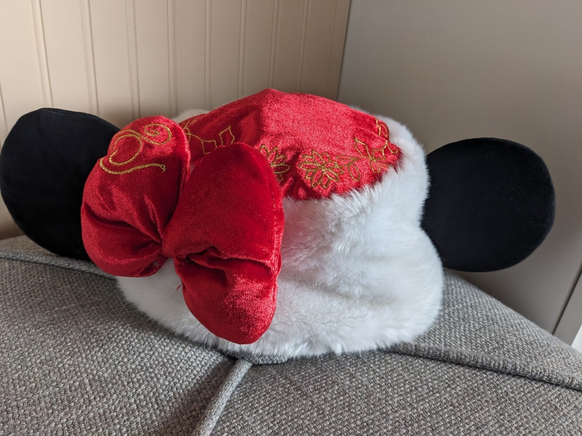 Disney Parks Minnie Mouse Ears Christmas Chinese Lunar New Year Fur Hat red  bow