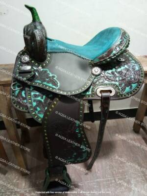 Western Ledersattel Handarbeit Rohhaut Buck Stitches Roper Ranch Seil Sattel