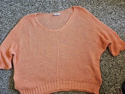 Meo Meli Size T(L) Peach ¾ Sleeve Sweater Made In Italy    OB2