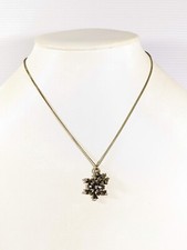 Bronze Tone Winter Christmas Snowflake Crystal Pendant Necklace 18 inches