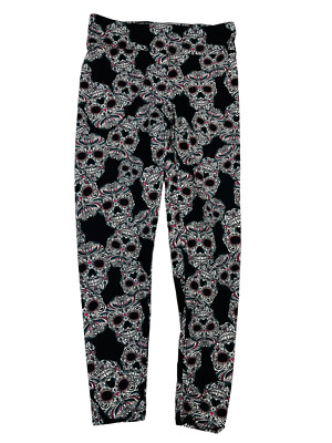 Eye Candy Womens Black w/ Multi-colored Skeletons Leggings L