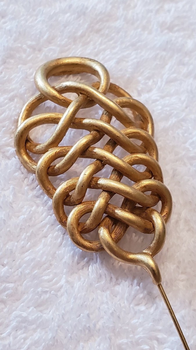 Vtg Donna Karan DKNY Runway HUGE brushed Gold tone swirl knot hat