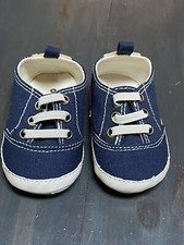 Old Navy Navy Blue White slip on shoes baby unisex 3-6M Boys Canvas Infant SZ 2
