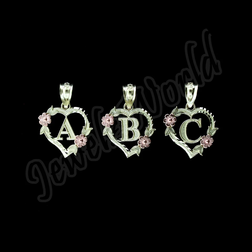 Colgante con dije de letra inicial de corazón de oro amarillo de 10 quilates cadena cuerda alfabeto de la A a la Z Foto 2 de 4