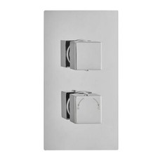 Premium Concealed Thermostatic Valve Shower Mixer 2 Outlets Square Button Chrome