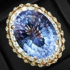 Color Change Alexandrite Concave 26.56Ct 925 Sterling Silver Rose Gold Rings