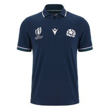 Men's Home Rugby Shirt Navy 2023 Scotland RWC Sport Classic Tackle Jersey Top