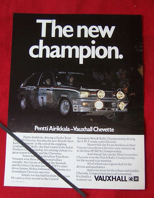 VAUXHALL CHEVETTE HSR 1979 BRITISH RALLY CHAMPIONS 1980 ORIGINAL VINTAGE ANZEIGE