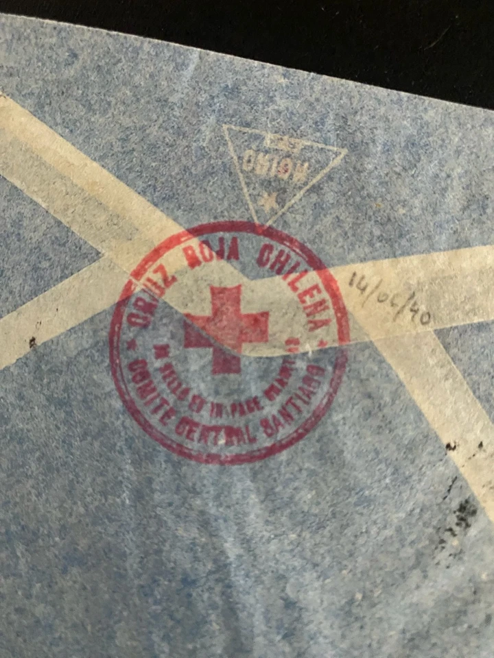 1940 Capa Correio Aéreo Cruz Vermelha do Chile para Lausanne CICV – Franquia Tricolor, Segunda Guerra Mundial - Imagem 3 de 3