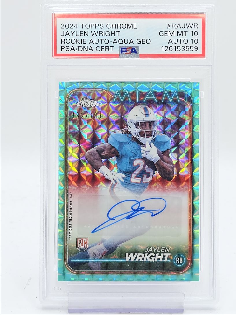 Jaylen Wright Topps Chrome Rookie Autographs Variations #RAJWR Aqua Geometric