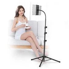 Ipad Tripod Stand, Gooseneck 65" Height Adjustable Floor Stand with 360° 
