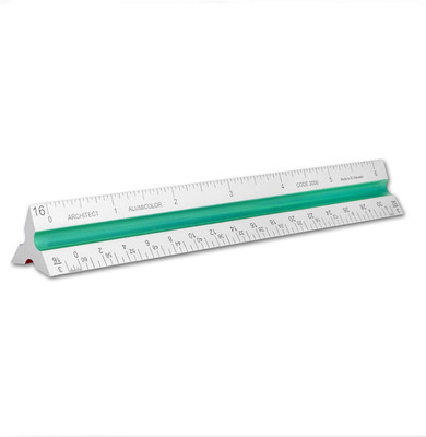 Aluminum Architect Color-Coded Solid Drafting Scale, 6IN, Silver,3056-1