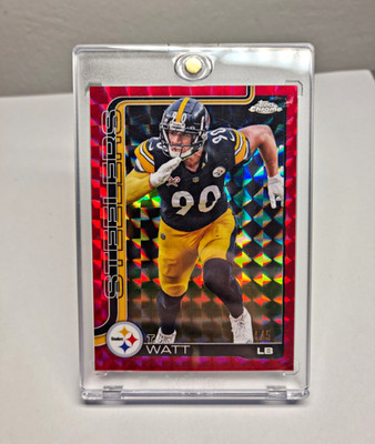 T.J. Watt Red Geometric 4/5  2025 Topps Chrome  Pittsburgh Steelers #258