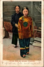 Vintage Chinese Belle and Servant Postcard Chinatown San Francisco UDB