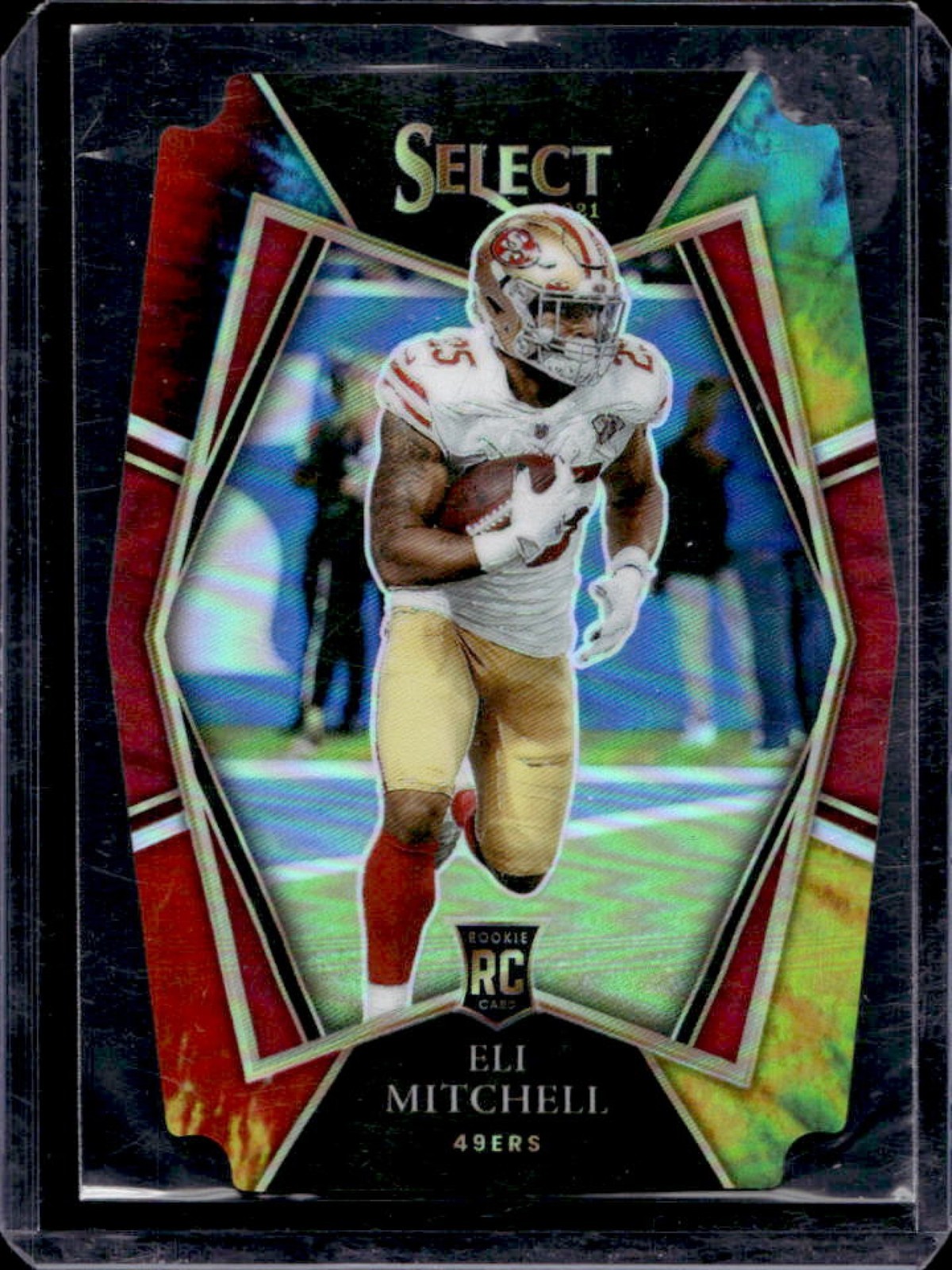 2021 Select Eli Mitchell RC Tie Dye Prizm Die Cut Premier Level #18/25 49ers