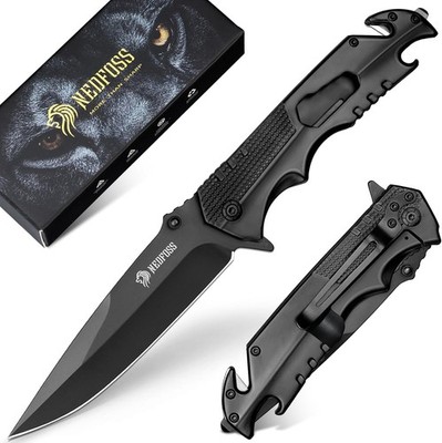 FA48 Pocket Knife for Men, 5-in-1 Multitool Folding Knife with Frame-Lock,