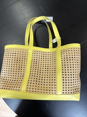 Universal Threads Yellow Rattan Tote Bag From Target Perfect For Needlepoint!