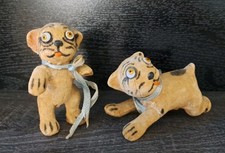 Pair of Antique Velvet  Bonzo 3.5" Dolls As Is READ Glass Eyes 1920's ?