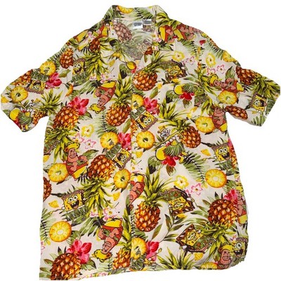 SpongeBob SquarePants Hawaiian Shirt Pineapple Patrick Sandy Nickelodeon Large