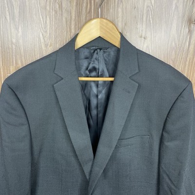 Marc Anthony Sport Coat Mens 44L Dark Gray Wool Silk Double Vented Two Buttons