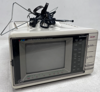 #ad GE Spacemaker 7 7660A Portable 5quot; Color TV FM AM Radio 1989 Tested $89.98