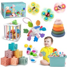 Baby Toys 6-12 Months, Montessori Sensory Bin, Stacking Blocks  Teethers