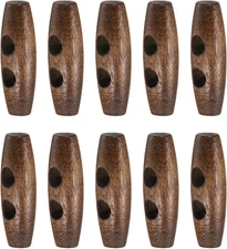 10Pcs Wooden Toggle Buttons 30Mm / 1.2" Wood Olive Sewing Buttons 2-Hole Wood Ho