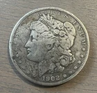 1902 USA Morgan Dollar -- 90% silver -- $1 Coin -- Fine condition